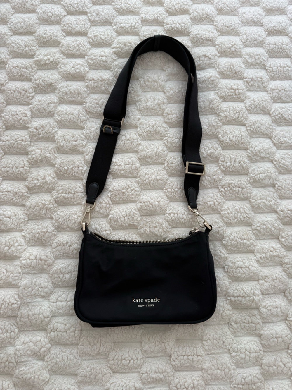 kate spade Black Nylon Crossbody with Silver Hardware